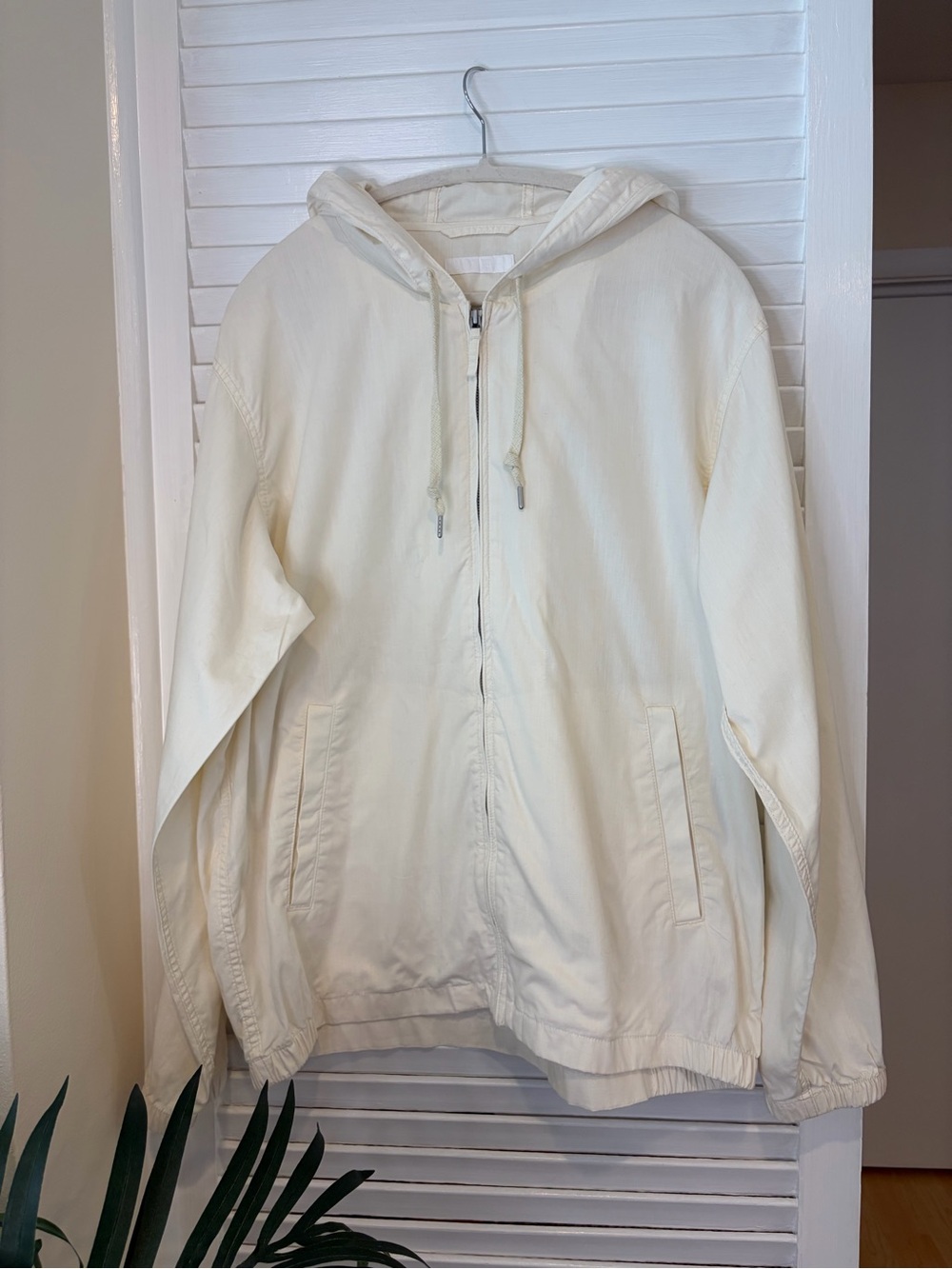 UNIQLO 100% Cotton Zip-Up Hoodie Jacket Size XL Off-White Minimalistic